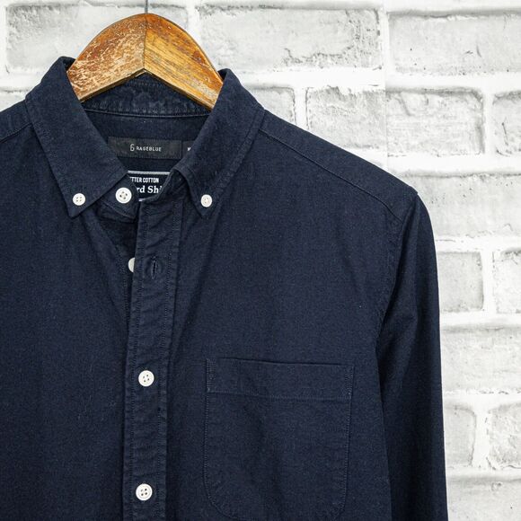 RAGEBLUE Japan Button Down Oxford Shirt Navy Blue Men's M - Picture 1 of 7